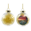Transparent Christmas tree ball ornament with gold filling 8cm