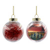 Transparent Christmas tree ball ornament with red filling 8cm