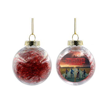 Stranger Things city, Χριστουγεννιάτικη μπάλα δένδρου διάφανη με κόκκινο γέμισμα 8cm
