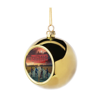 Stranger Things city, Χριστουγεννιάτικη μπάλα δένδρου Χρυσή 8cm
