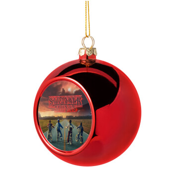 Stranger Things city, Χριστουγεννιάτικη μπάλα δένδρου Κόκκινη 8cm