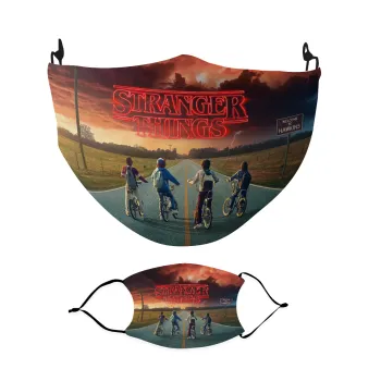 Stranger Things city, Μάσκα υφασμάτινη Ενηλίκων πολλαπλών στρώσεων με υποδοχή φίλτρου