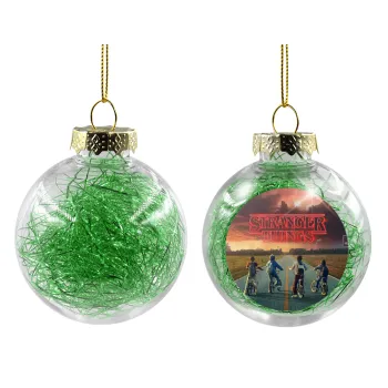 Stranger Things city, Transparent Christmas tree ball ornament with green filling 8cm