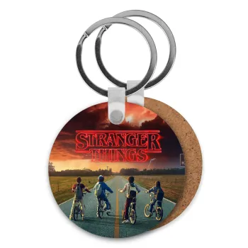 Stranger Things city, Μπρελόκ Ξύλινο στρογγυλό MDF Φ5cm