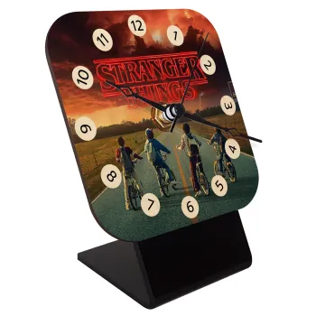 Stranger Things city, Επιτραπέζιο ρολόι σε φυσικό ξύλο (10cm)