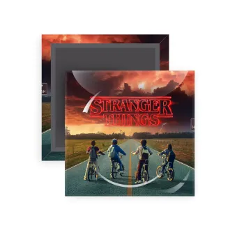 Stranger Things city, Μαγνητάκι ψυγείου τετράγωνο διάστασης 5x5cm