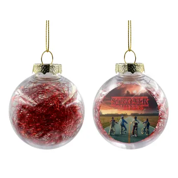Stranger Things city, Transparent Christmas tree ball ornament with red filling 8cm