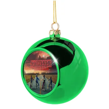 Stranger Things city, Green Christmas tree ornament ball 8cm