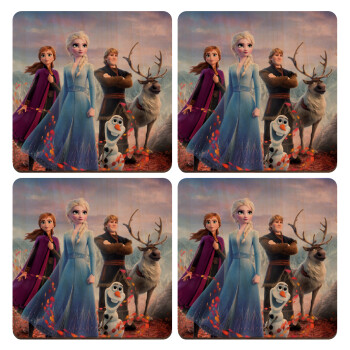 Frozen, ΣΕΤ x4 Σουβέρ ξύλινα τετράγωνα plywood (9cm)
