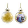 Transparent Christmas tree ball ornament with gold filling 8cm
