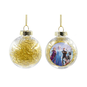 Frozen, Χριστουγεννιάτικη μπάλα δένδρου διάφανη με χρυσό γέμισμα 8cm