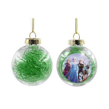 Frozen, Χριστουγεννιάτικη μπάλα δένδρου διάφανη με πράσινο γέμισμα 8cm