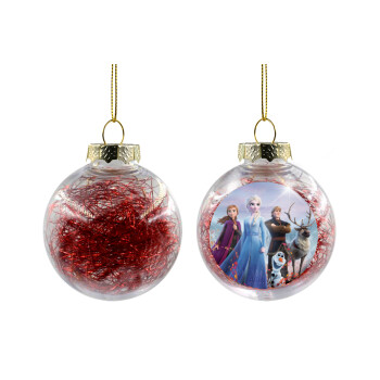 Frozen, Χριστουγεννιάτικη μπάλα δένδρου διάφανη με κόκκινο γέμισμα 8cm