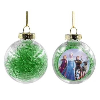 Frozen, Transparent Christmas tree ball ornament with green filling 8cm
