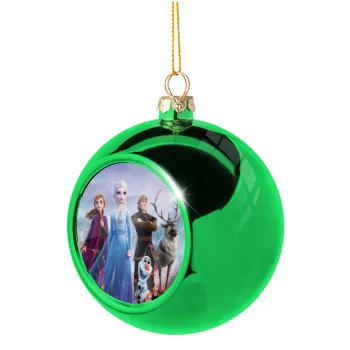 Frozen, Στολίδι Χριστουγεννιάτικη μπάλα δένδρου Πράσινη 8cm