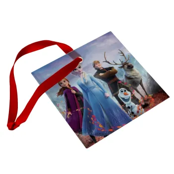 Frozen, Στολίδι Χριστουγεννιάτικο στολίδι γυάλινο τετράγωνο 9x9cm