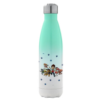 paw patrol, Μεταλλικό παγούρι θερμός Πράσινο/Λευκό (Stainless steel), διπλού τοιχώματος, 500ml