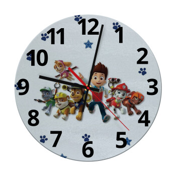 paw patrol, Ρολόι τοίχου γυάλινο (30cm)