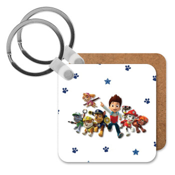 paw patrol, Μπρελόκ Ξύλινο τετράγωνο MDF
