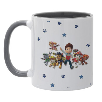 paw patrol, Κούπα χρωματιστή γκρι, κεραμική, 330ml
