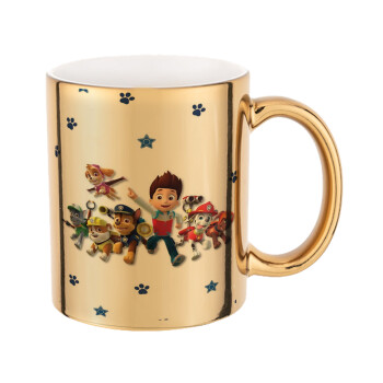 paw patrol, Mug ceramic, gold mirror, 330ml
