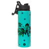Metallic water bottle with safety lid, 850ml aluminum
