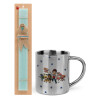 Easter Set, metallic thermal cup (300ml) & aromatic flat Easter candle (30cm) (TURQUOISE)