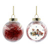 Transparent Christmas tree ball ornament with red filling 8cm