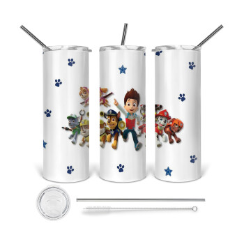 paw patrol, Tumbler stainless steel 600ml, with metal straw & cleaning brush