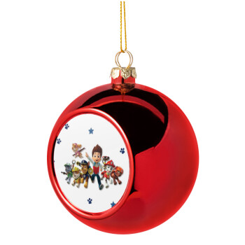 paw patrol, Χριστουγεννιάτικη μπάλα δένδρου Κόκκινη 8cm