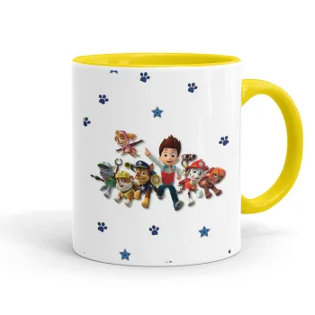 paw patrol, Κούπα χρωματιστή κίτρινη, κεραμική, 330ml