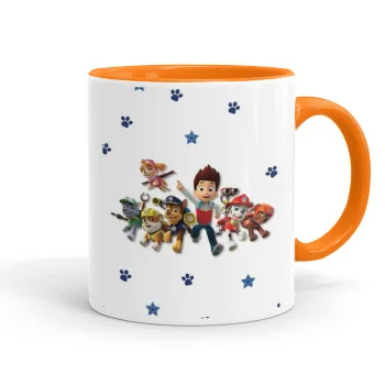 paw patrol, Κούπα χρωματιστή πορτοκαλί, κεραμική, 330ml