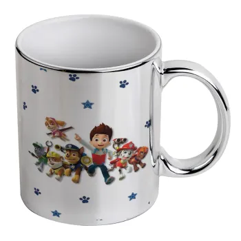 paw patrol, Mug ceramic, silver mirror, 330ml