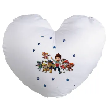 paw patrol, Μαξιλάρι καναπέ καρδιά 40x40cm περιέχεται το  γέμισμα