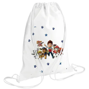 paw patrol, Τσάντα πλάτης πουγκί GYMBAG λευκή (28x40cm)
