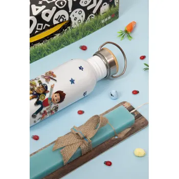 paw patrol, Πασχαλινή Λαμπάδα με παγούρι μεταλλικό (620ml, stainless steel) & κερί αρωματικό πλακέ (30cm) (ΤΙΡΚΟΥΑΖ)