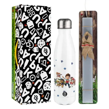 paw patrol, Easter candle, metallic white thermos bottle (500ml) & aromatic flat candle (30cm) (GRAY)