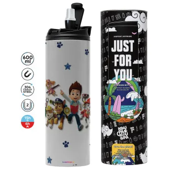 paw patrol, Tumbler ποτήρι θερμό ΓΚΡΙ από ανοξείδωτο ατσάλι 600ml