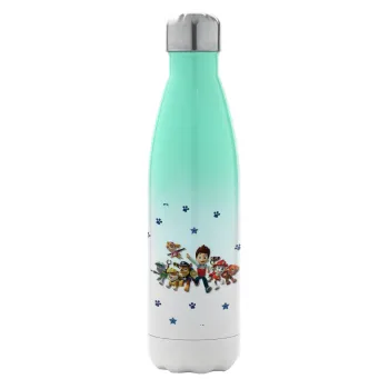 paw patrol, Μεταλλικό παγούρι θερμός Πράσινο/Λευκό (Stainless steel), διπλού τοιχώματος, 500ml