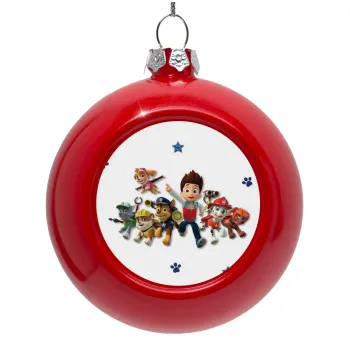 paw patrol, Στολίδι Χριστουγεννιάτικη μπάλα δένδρου Κόκκινη 8cm