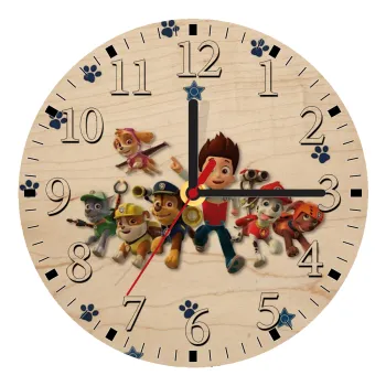 paw patrol, Ρολόι τοίχου ξύλινο plywood (20cm)