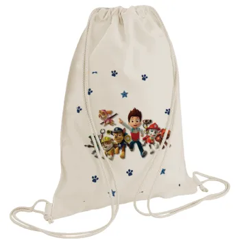 paw patrol, Backpack bag GYMBAG natural (28x40cm)