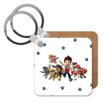 paw patrol, Μπρελόκ Ξύλινο τετράγωνο MDF