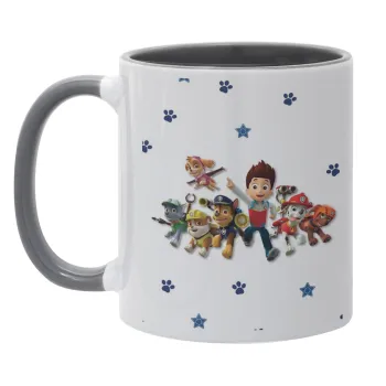 paw patrol, Κούπα χρωματιστή γκρι, κεραμική, 330ml