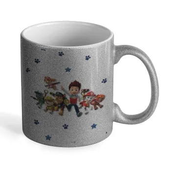 paw patrol, Κούπα Ασημένια Glitter που γυαλίζει, κεραμική, 330ml