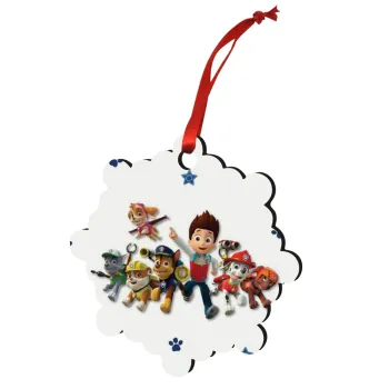 paw patrol, Στολίδι Χριστουγεννιάτικο στολίδι snowflake ξύλινο 7.5cm