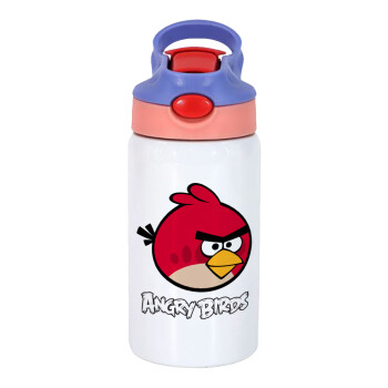 Angry birds Terence, Children's hot water bottle, stainless steel, with safety straw, pink/purple (350ml)
