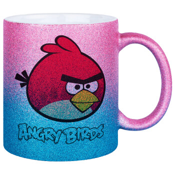 Angry birds Terence, Κούπα Χρυσή/Μπλε Glitter, κεραμική, 330ml