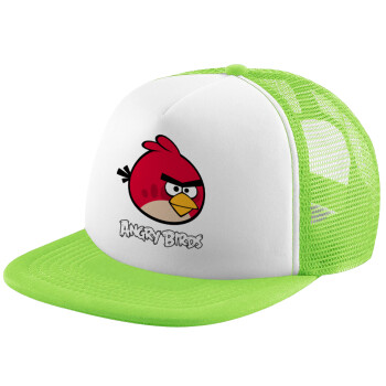 Angry birds Terence, Καπέλο Soft Trucker με Δίχτυ Πράσινο/Λευκό