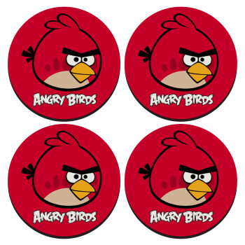 Angry birds Terence, SET of 4 round wooden coasters (9cm)